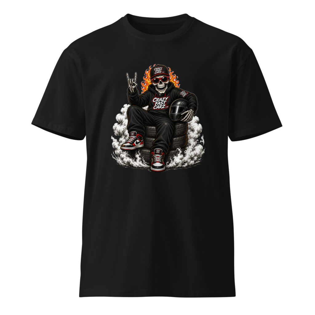 Tire Smoke Skeleton - Burnout Throne t-shirt