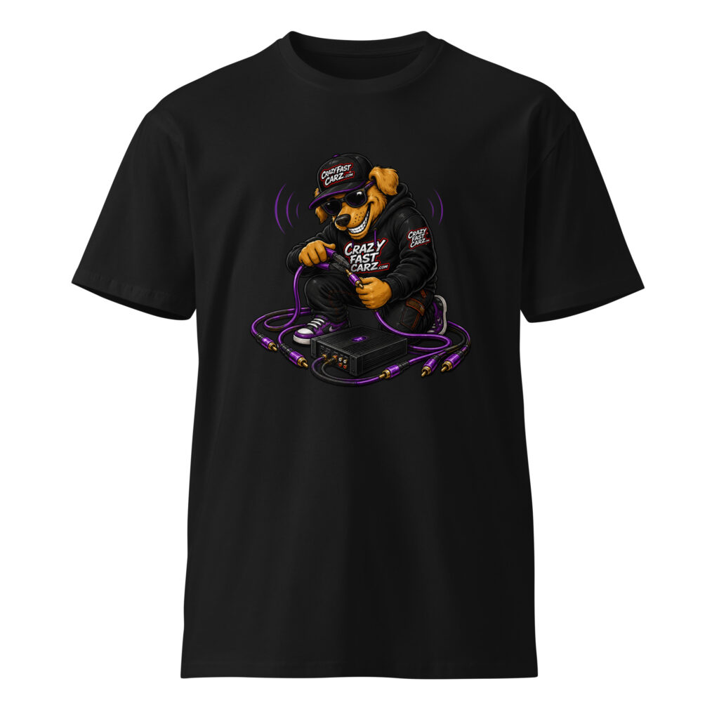 Sound System Dog - RCA Wiring Kneel t-shirt