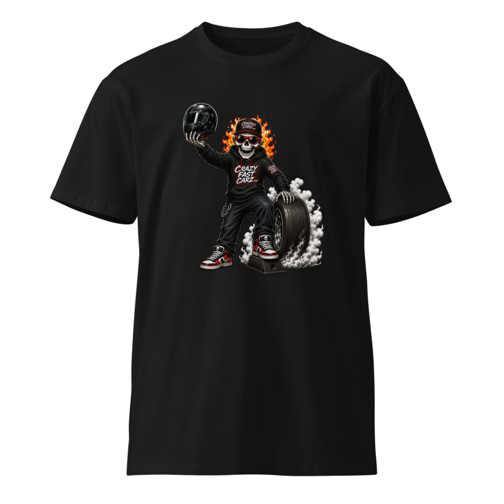 Tire Smoke Skeleton - Drag Helmet Victory t-shirt